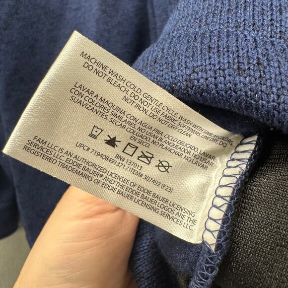 Eddie Bauer Shacket Mens Large Blue Sweater Fleece Shirt Jacket Snap Up NEW - Picture 8 of 8